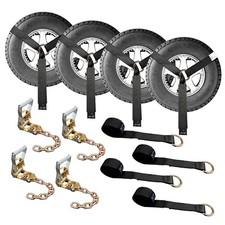 4 Set 2 X 10 Ratchet Wheel Lift Lasso Strap W Chain Extension For Towing
