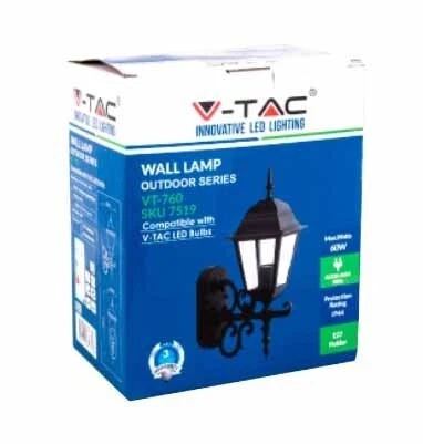 V-TAC VT-760 Portalampada lanterna Small Facing UP alluminio IP44 bianco E27 - s - Immagine 2 di 3