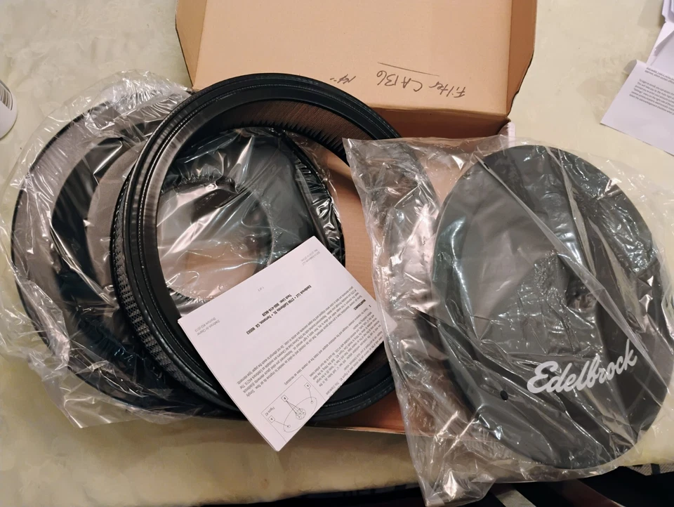 Edelbrock 1223 Pro-Flo Air Cleaner 14" BLK Hot Rod V8 Muscle Car Filter Housing Foto 2 de 4