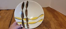  Vintage Blue Ridge Southern Potteries Serving Bowl Brown & Yellow abstract line