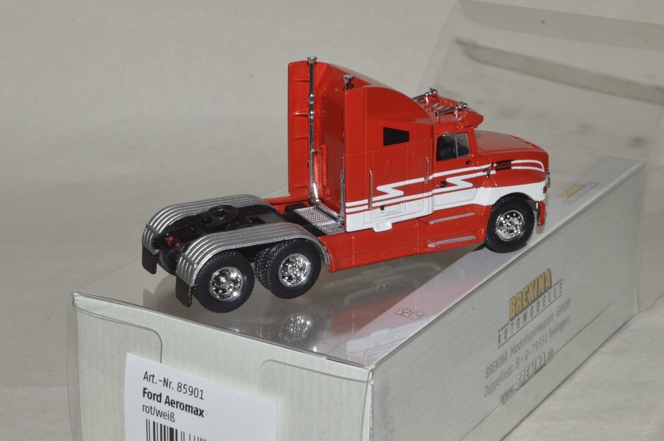 Camion Semi-remorque BREKINA 1/87 Ford Aeromax 1990 - Livrée Quality Care Racing, Plastique Neuf