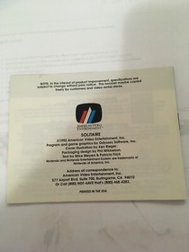 Solitaire CIB Nintendo NES Complete 