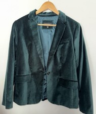 Talbots Velvet Blazer Jacket Womens Size 12 Dark Green, Lined