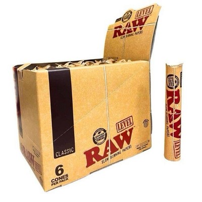 RAW Classic Level Cone | 6 Cones per pack Full Box 24 pack