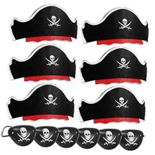 12 Pcs Pirate Hats with Eye Patches, Kids Party Costume 12pcs Pirate Hat Sets