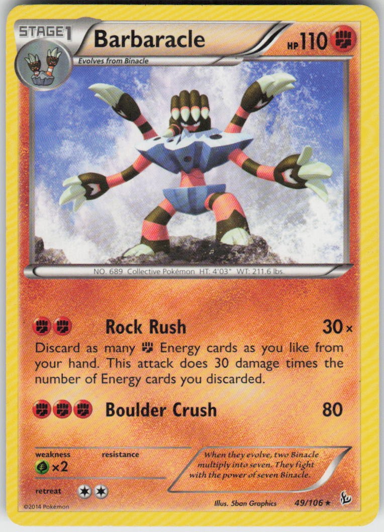 BARBARACLE 49/106 FLASHFIRE POKEMON RARE MP