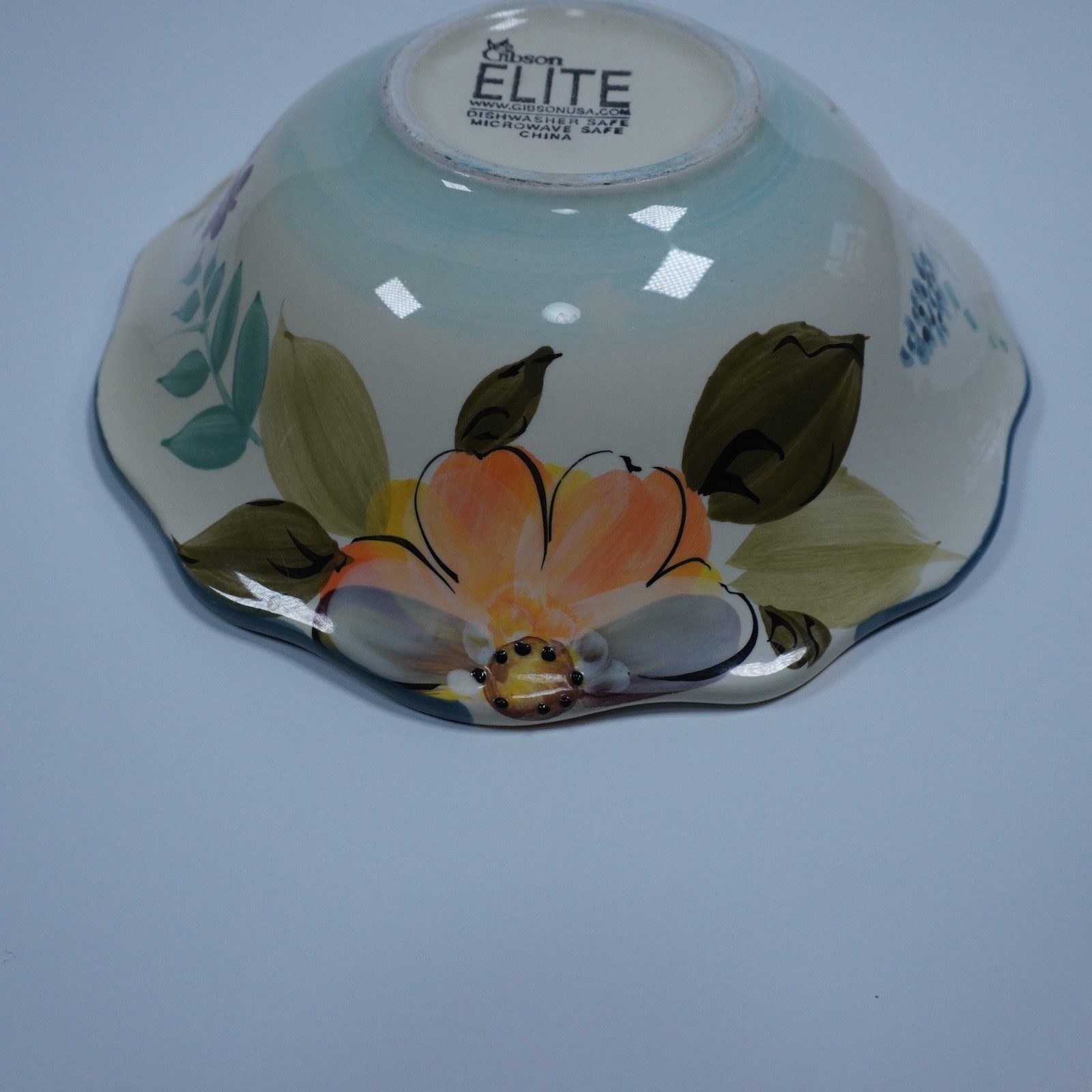Gibson ELITE floral Crazy Daisy Cereal Soup Collector Bowl Scalloped