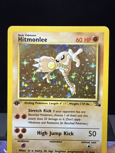 Pokemon Card Hitmonlee 7/62 Fossil Set Rare Holo 1st Edition WOTC Light Play - Picture 2 of 6