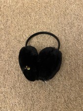Original Ted Baker Bee embellished black so soft faux fur earmuffs/ear warmer