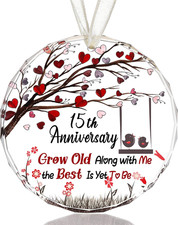 15th Wedding Anniversary Crystal Gifts for Wife Husband, Glass Colorful 3.5" Pla