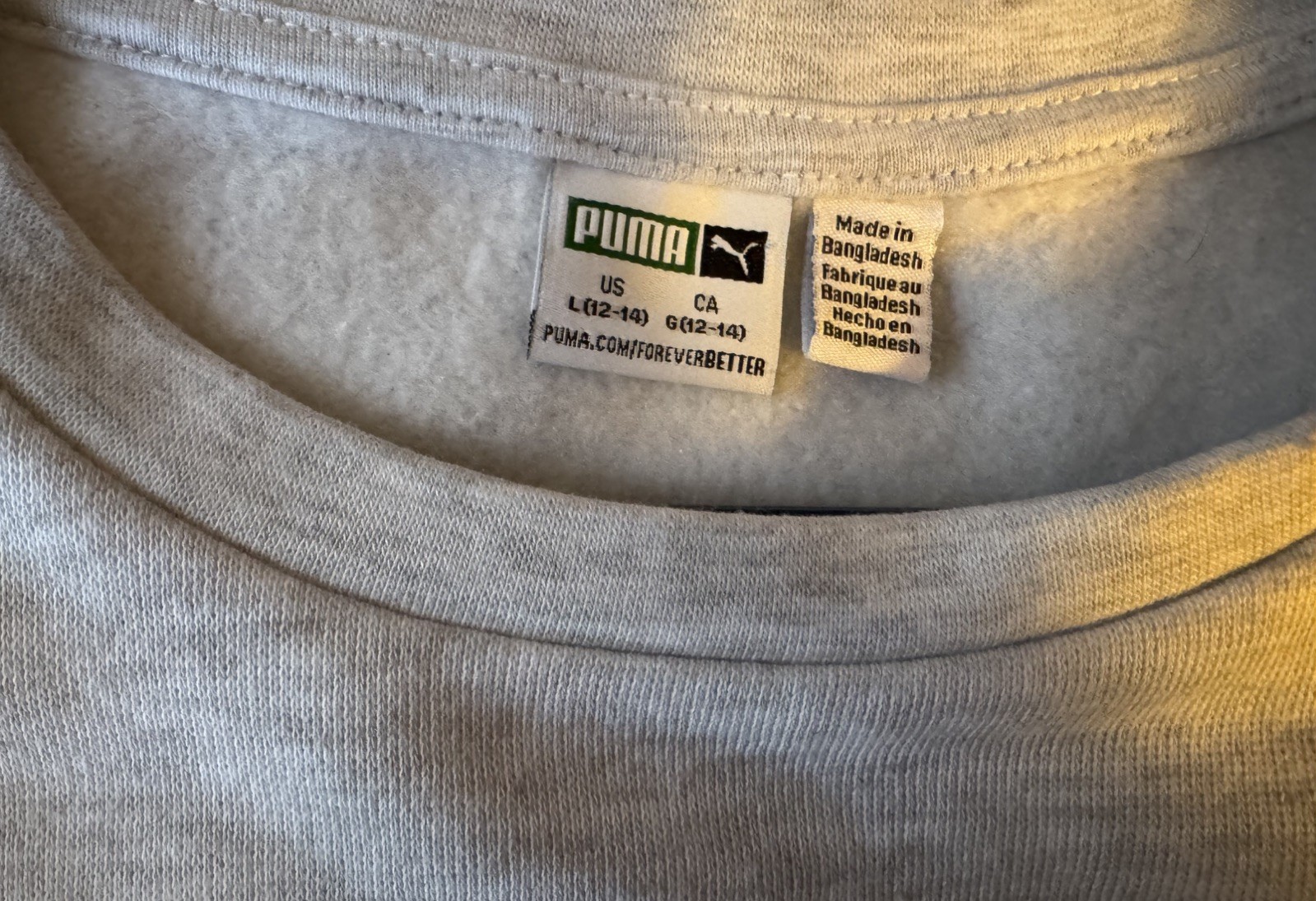 PUMA Graphic Crew Neck Sweatshirt Youth Girls Gray Large 12-14 NWT thumbnail 3