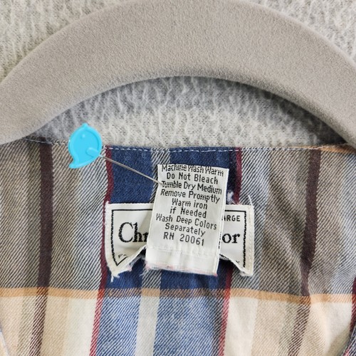 Christian Dior Pajamas Mens XL Blue Beige Plaid Vintage Long Sleep Gown Shirt - Picture 6 of 10