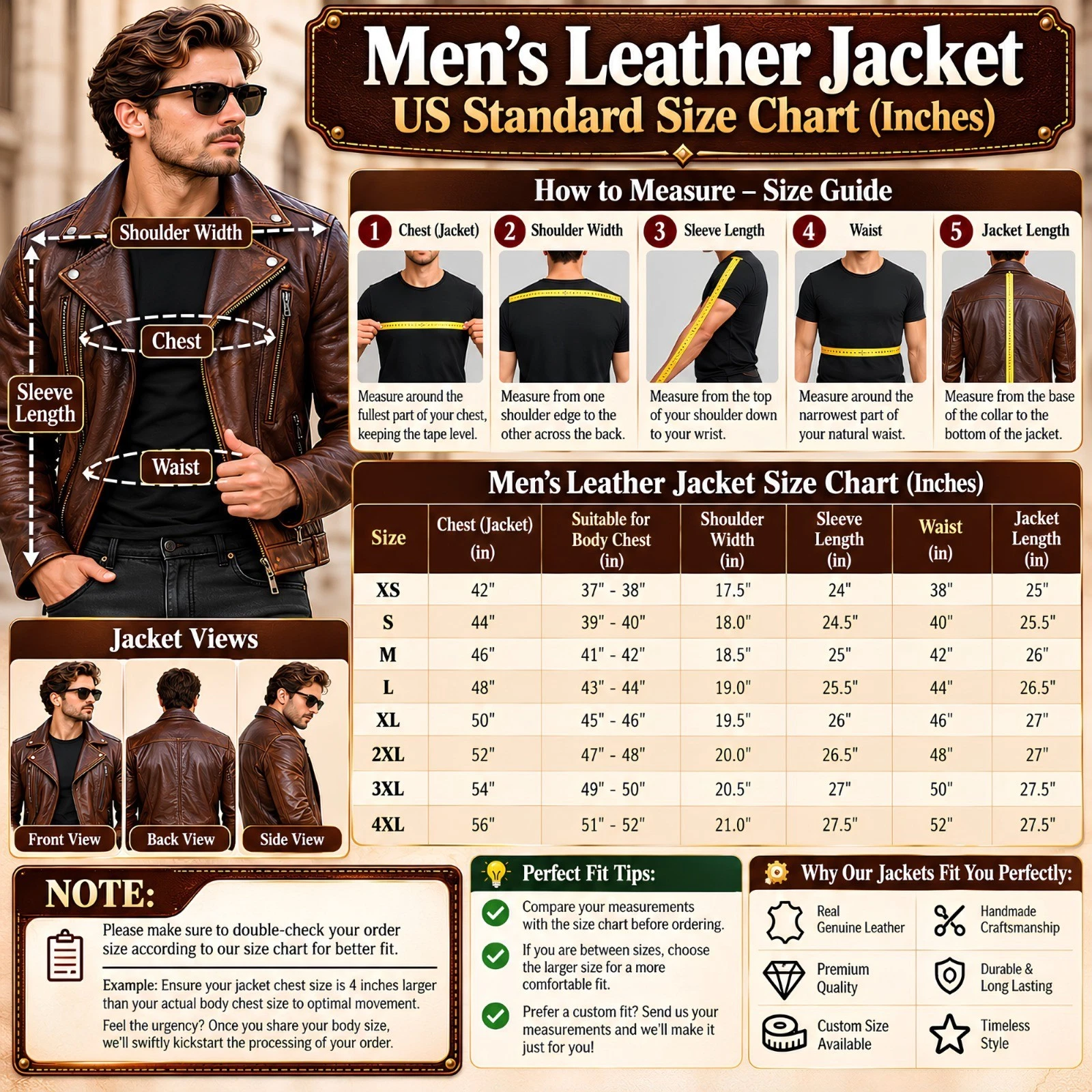Mens Lambskin Leather Biker Jacket Navy Blue Brown Cream Cafe Racer Motorcycle - product detail image 5