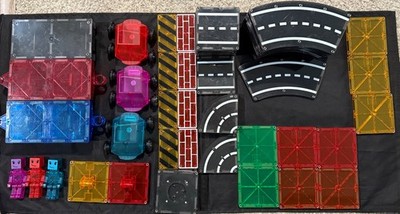 62 Pc Magnetic MAGNA-TILES Sets Dashers & Road Builders Blocks Construction