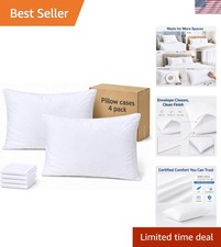 Queen Size Set of 4 Hypoallergenic Microfiber Pillowcases with Envelope Closure