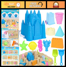 Sand Castle Building Set - Beach Toys with Bucket, Molds, Shovel Rake for Kids