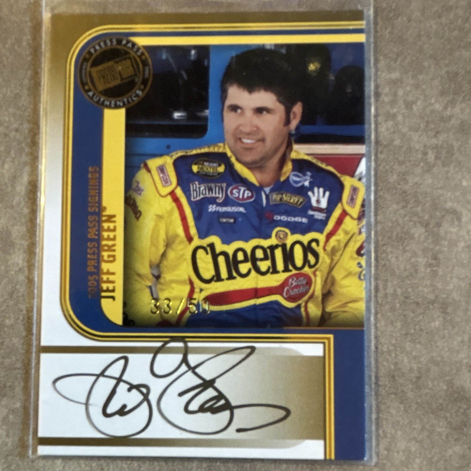 Press Pass 2005 Signings Jeff Green Autograph Insert Card 33/50 NASCAR