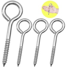 4Pcs Self Tapping Eyelet Screw Eye Bolt  6 Inch Heavy Duty Screw Eyes Hook