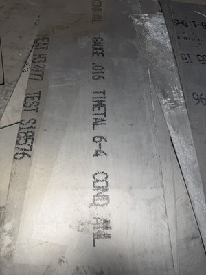 Titanium Plate 6AL4V 24'' x 36'' x .016''