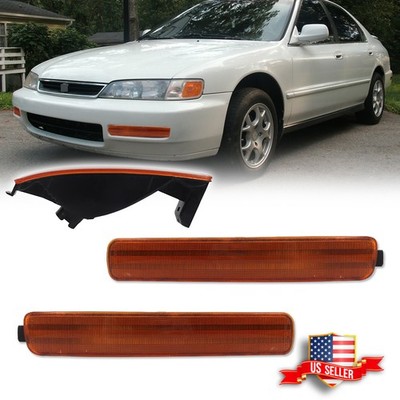 Amber Lens Bumper Turn Signal Lights For 96-97 Honda Accord 2D Coupe / 4D Sedan