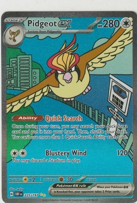 Pidgeot ex 225/197 Special Illustration Rare Obsidian Flames