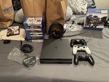 PlayStation 4 System Lot With Wires, 3 Controllers, Head Set And 15 PS4 Games