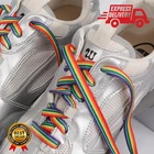 Rainbow Flat Trainers Boot Shoe Laces Pair Quality Ties Short Long Kids Adult UK