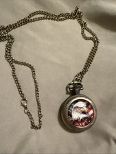 What An Awesome  Bald Eagle With Flag  Pocket Watch With Chain