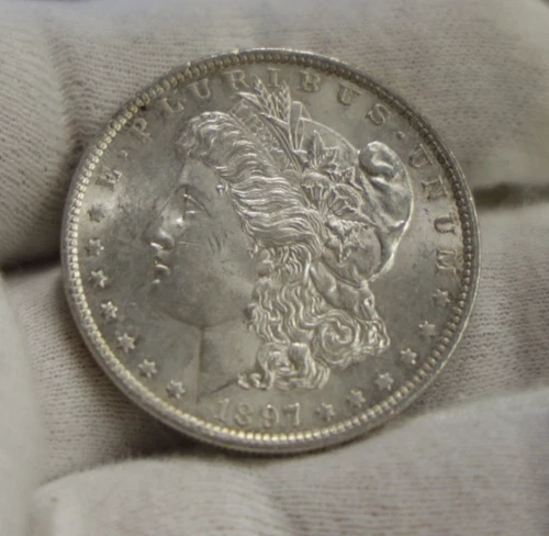 1897 US Morgan Silver Dollar $1 Nice AU