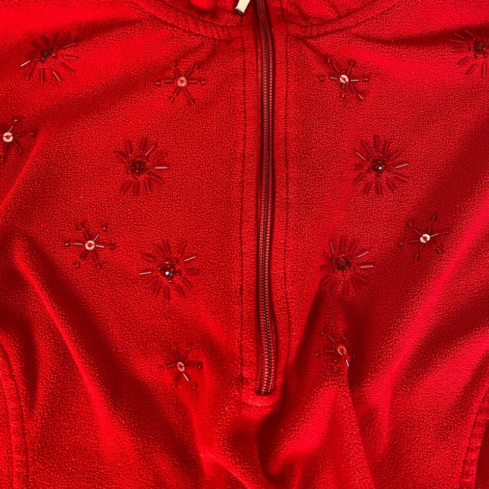 Suéter polar JMS Just My Size 1/4 cremallera para mujer talla grande 2X rojo pulóver top * Foto 3 de 4