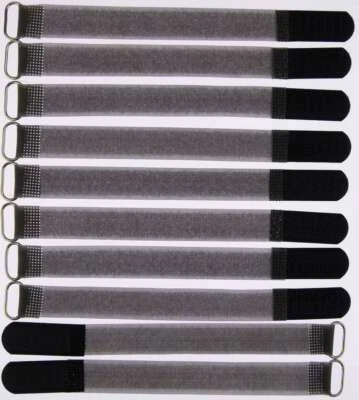 BIE-TEC 10 Klett Kabelbinder 200 x 20 mm schwarz FK Kabelklettband Kabelklett Verschluss