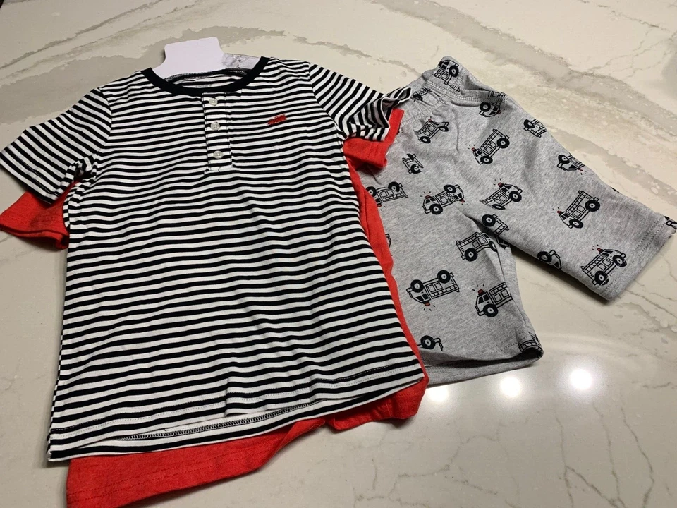 NEW Carter's Boys 3 piece Firetruck Tee & Shorts Set, Size 5T - Image 2 of 4