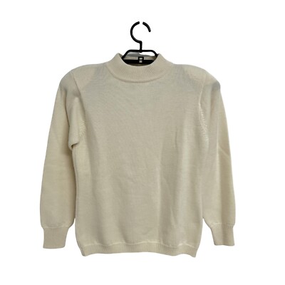 Vintage Liz Claiborne Women's Long Sleeve White Turtle Neck Wool Sweater Size S