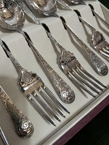 RODD JASMINE EPNS Fruit Spoons And Dessert Forks In Original Box - Picture 5 of 11