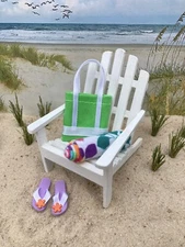 Dollhouse Miniature Beach Set #1 Flip Flops Sandals Hat Towel Bag 1” Scale 1:12