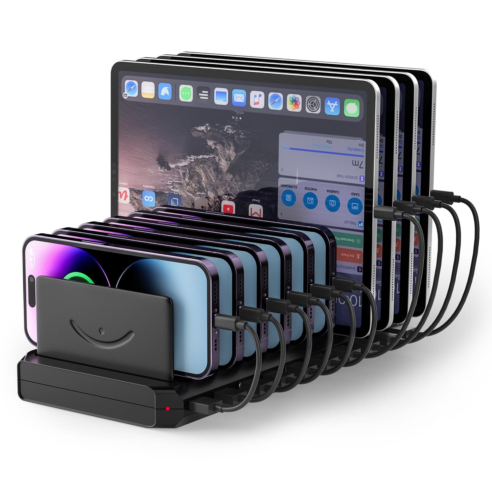 Charging Station for Multiple Devices, Cinlinso 60W 10 Port USB Fast Charging...-image