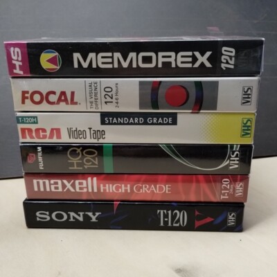 Lot of 6 VHS Tapes New Sealed Maxwell sony Rca Fuji  T-120 6 Hours Each 36 Total