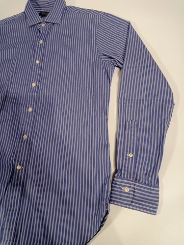 Camisa Polo Ralph Lauren Para Hombres L Grande 42" Azul Rayas Manga Larga Con Botones - Imagen 3 de 17