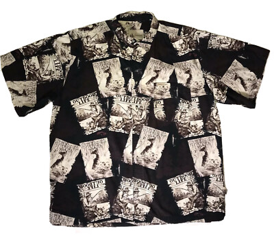 Outdoor Life Shirt Mens Large Fishing Cabin Camp Lake Short Sleeve Button Up