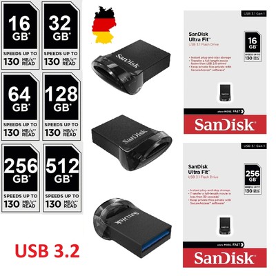 USB Stick 16 32 64 128 256 512 GB Speicherstick Flash USB 3.2 SanDisk Ultra Fit