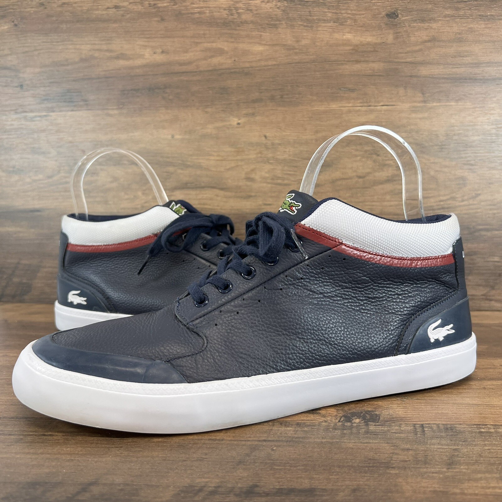 Lacoste High Top Blue Leather Sneakers 