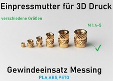 Gewindeeinsatz f&uuml;r 3D Drucke R&auml;ndelmutter Einpressmutter Gewinde PLA, ABS, PETG