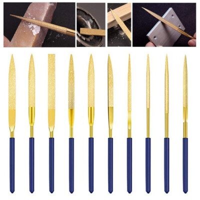 10-Pc Diamond File Set - Titanium Coated Needle Files For Precision Work