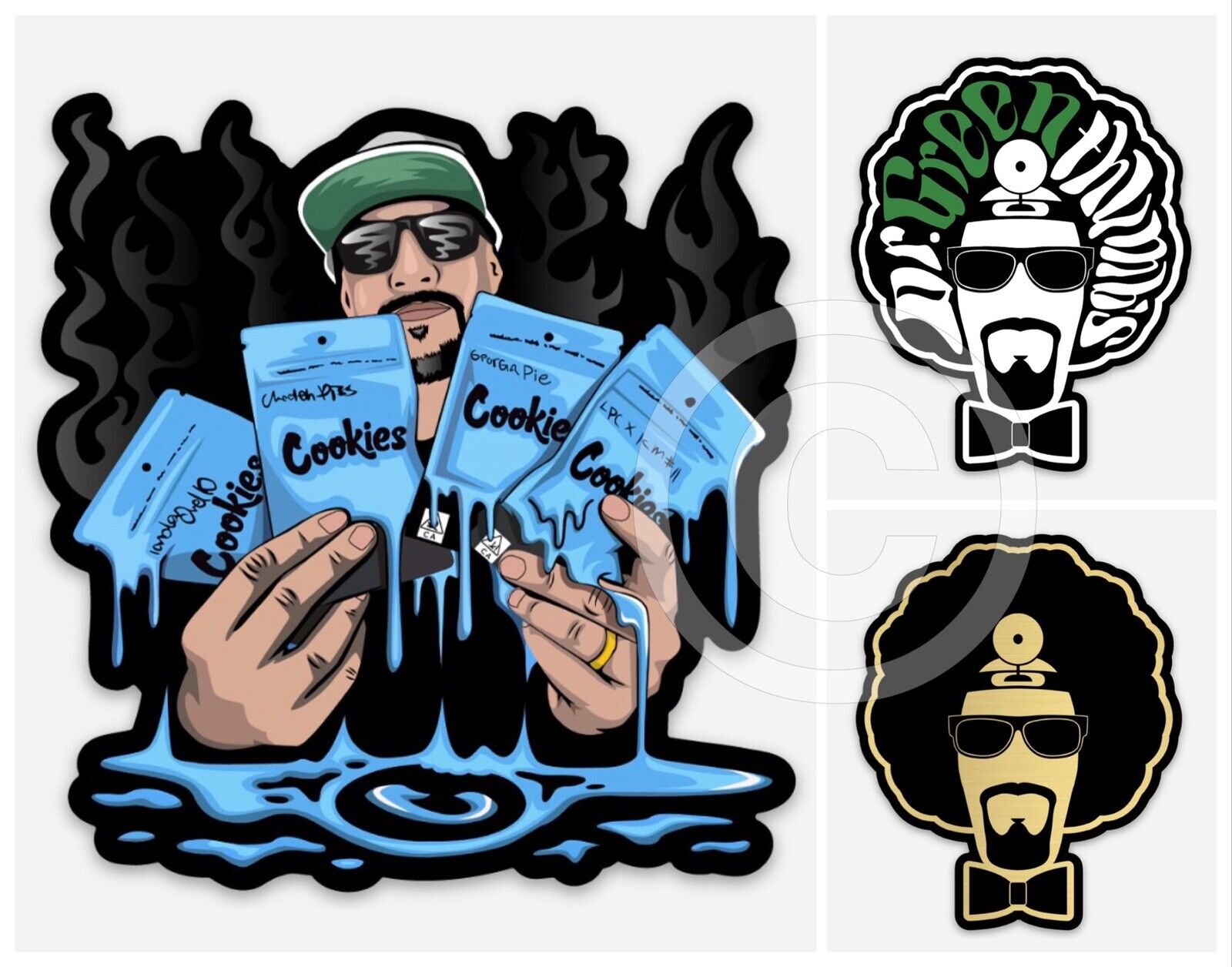 Cypress Hill (B-Real) - Cookies STICKERS Smoking Weed Dr Greenthumb (3 PACK)
