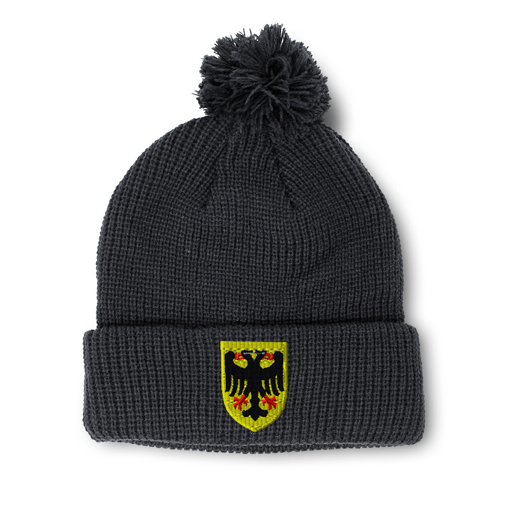 Women's Winter Pom Pom Beanie with Deutschland Embroidery - Skull Cap for Men & Women  