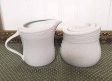 Modern White Sugar Bowl With Lid & Creamer By Simple Dining