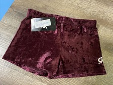AM GK Gymnastics shorts maroon burgundy crushed velvet Nwt