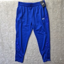 Under Armour Command Warmup Track Pants Womens M Blue Tapered Lined Running Gym
