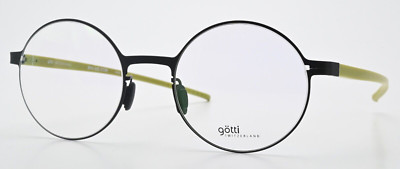 GÖTTI SWITZERLAND Brille Tamal BLKM-GE Rund Matt Schwarz Limettengrün Leicht M