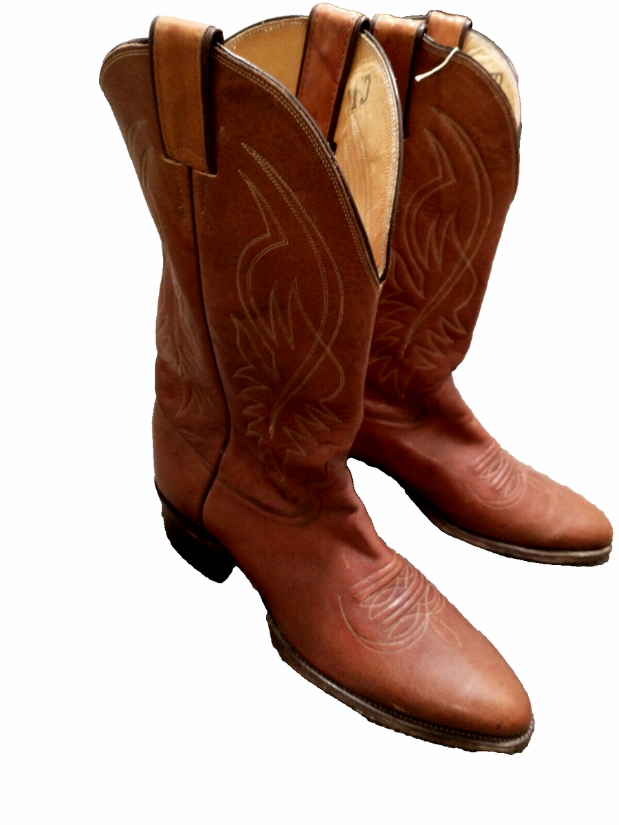 ⭐︎S⭐︎ Vtg Justin 2497 Men's Cognac Brown Embroidered Leather Western